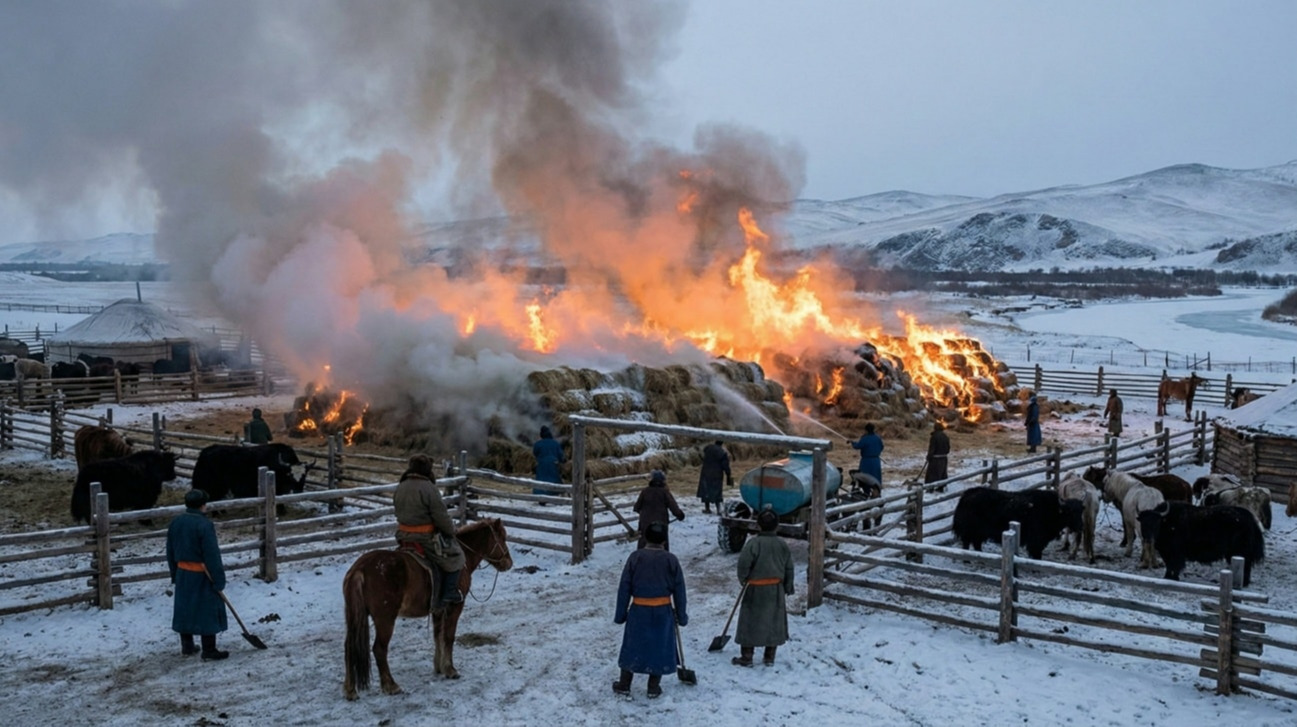 1000 гаруй боодол өвс шатаж байсныг унтраажээ